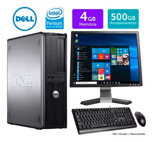 Desktop Barato Dell Optiplex Dual Core 4gb Ddr3 500gb + 17 