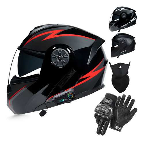 Casco Moto Abatible Con Bluetooth Certificado Dot + Regalo