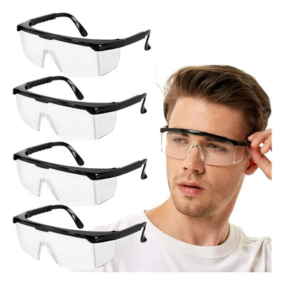 Sagubforl 4pz Lentes Gafas Protectoras Seguridad Industrial Trabajo Con Lentes Transparentes Gafas De Proteccion Laboral Antivaho,antipolvo,antiarañazos Negro