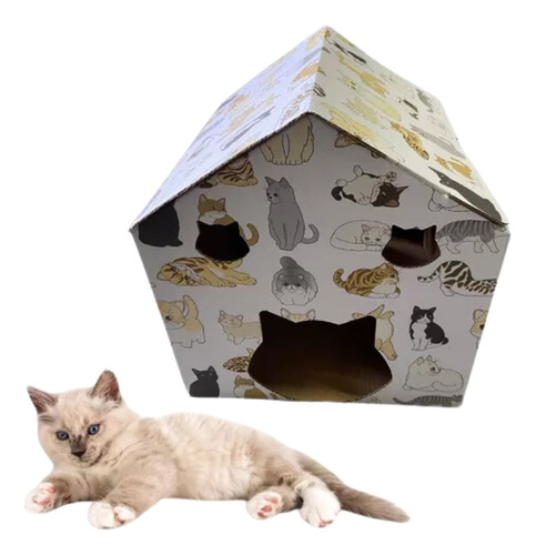 Casinha Para Gatos Montável Cama Gato Papelao Toca Pet