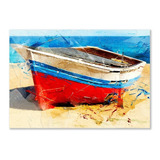 Quadro Paisagem Praia Barco Mar Canoa Areia Em Canvas Sala 