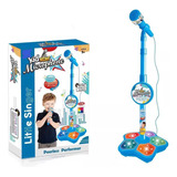 Infantil Karaoke Micrófono Juguete Con Base Bocina Luces