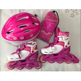 Patines Blazer Led Con Casco, Protecciones Y Mochila Niña