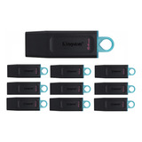 Kit X10 Pendrive Memoria Flash Usb 3.2 Kingston 64gb C/ Tapa