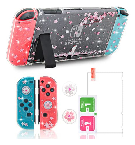 Carcasa Para Nintendo Switch Transparente Flores Sakura