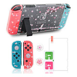 Carcasa Para Nintendo Switch Transparente Flores Sakura