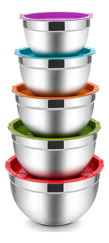 Juego De Ensaladeras Con Bowl De Acero Inox 5 Pz - Je3986