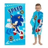 Toalla De Playa 58x28'' De Sonic El Erizo Algodón Super