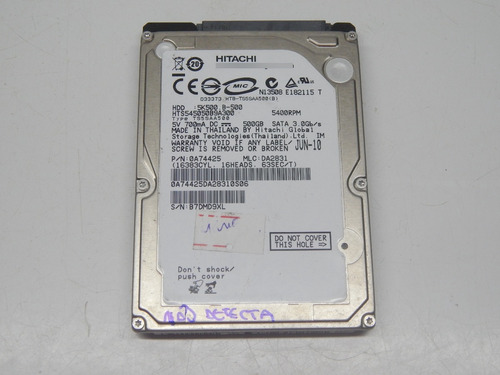 Hd P/ Notebook Hitachi 500gb Hts545050b9a300 Sata C/defeito