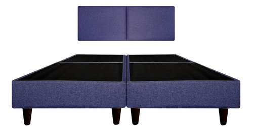 Recamara Base Cama Box Cabecera Praga Azul King Size