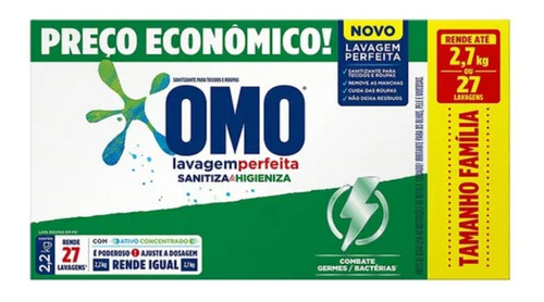 Lava Roupas Pó Omo Lavagem Perfeita Sanitiza & Higien 2,2kg