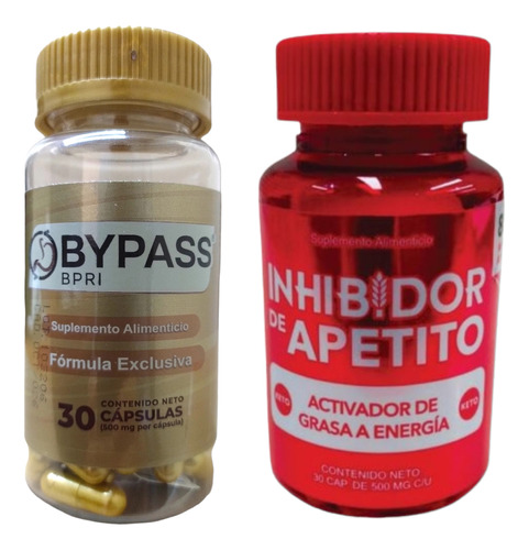 Kit 2 Frascos Bypass Bpri + Inhibidor Del Apetito Con 30 Cap Sabor Sin Sabor