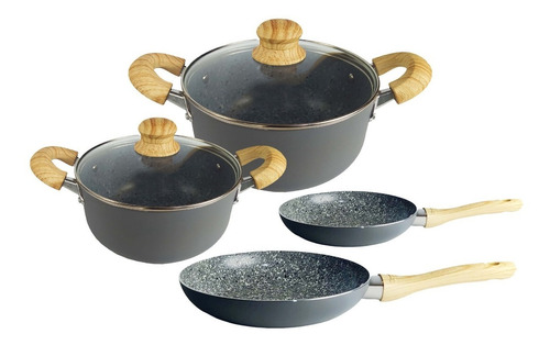 Set 4 Piezas Cacerola Olla Sarten 20/26cm Hudson Granito Bz3