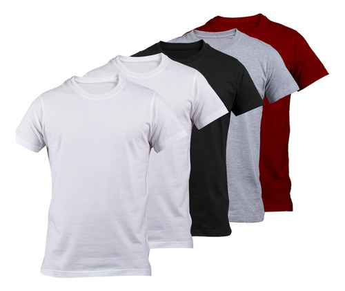 Pack X 5 Remera Basica Hombre Manga Corta Lisa 100% Algodon-