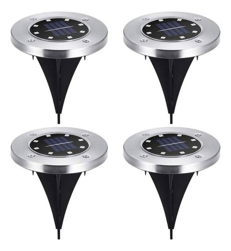 Set 4 Focos Led Carga Solar Para Jardín Con Estaca