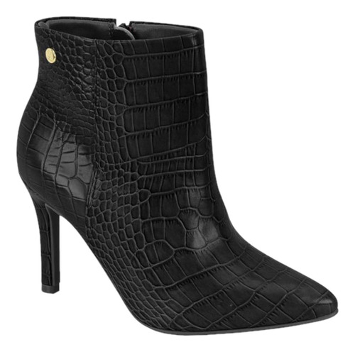 Bota Feminina Vizzano Salto Alto Fino Cano Curto Croco Leve 