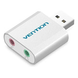 Tarjeta De Sonido Externa Usb De Color Plateado Vention Para Teléfono P2 Y Micrófono