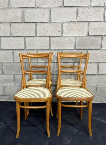 Antiguo Juego 4 Sillas Thonet Mod 94 S/ Originales Con Sello