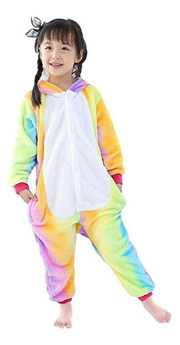 Pijama Unicornio Arcoiris Kigurumi 3-12 Años Enterizo Polar