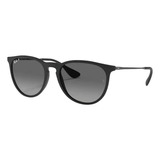 Anteojos De Sol Polarizados Ray-ban Erika Color Mix Standard, Color Negro Con Marco De Nailon Color Matte Rubber Black, Lente Grey Degradada, Varilla Black De Metal - Rb4171