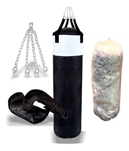 Kit Boxeo Bolsa Rellena Cadenas Guantin Golpe Box-