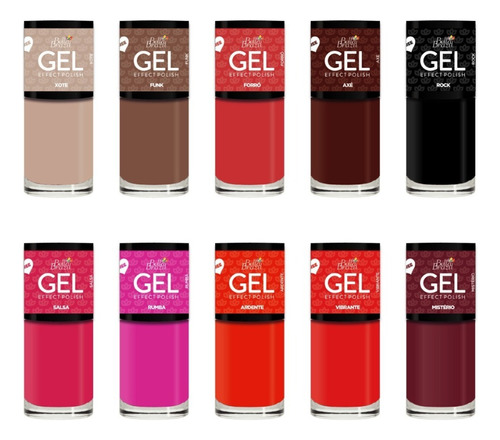 Kit 10 Esmaltes Bella Brazil Efeito Gel Seca Sem Cabine