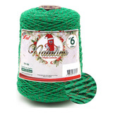 Barbante Natalino Brilho Fial N.06 400g 435mts Natal Crochê Cor 47- Mescla Verde/lurex Vermelho