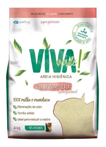 Areia Higiênica Viva Verde Vida Descomplicada 4kg Para Gatos