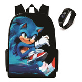 Mochila Super Sonic Infantil Escolar Lançamento + Relogio