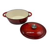 Olla Oval Hierro Fundido Esmaltado 30 Cm Con Tapa 4 Litros