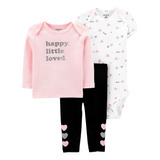 Carters Set 3 Piezas Body Remera Pantalon Corazones