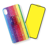 Kit Funda Arcoiris + Mica Cristal 9d Para iPhone