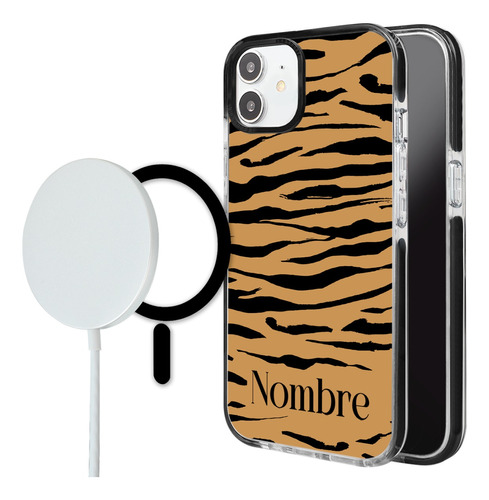 Funda Para iPhone Magsafe Tigre Personalizada Con Tu Nombre