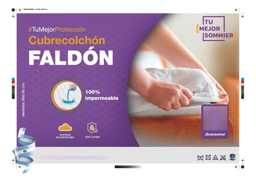 Cubrecolchon 200x200 2 Plazas Faldon Lavable E Impermeable