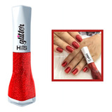 Esmalte Hits Glitter Lisboa Vermelho Longa Duração 5free