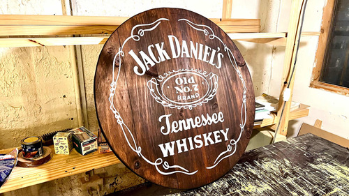 Letrero Jack Daniels Cafe De Madera, 63 Cms. De Diámetro