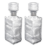 2 Licoreras De Cristal Vintage Rectangular Vidrio 1 Litro