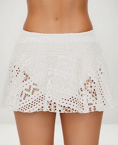 Traje De Baño Femenino De Encaje Con Falda De Crochet Y Mall