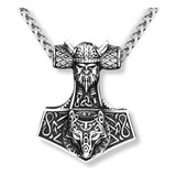 Collar Para Hombre Con Dije Thor Nudo Celta Lobo Vikingo 