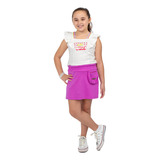 Conjunto Infantil Juvenil Menina Kit Regata Short Saia Verão