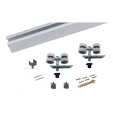 Kit Para Porta Correr Trilho De 2m Divido Branco - Alfer