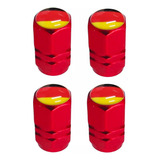 4 Tapones De Válvula Alemania Para Llantas Aluminio Rojo