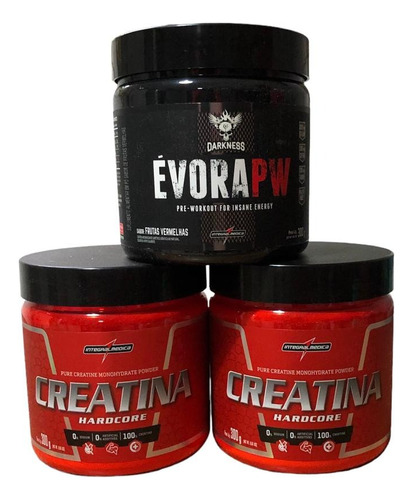 Combo 2x Creatina 300gr + 1x Évora Pw 300gr Pré Treino