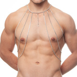 Harness Pride Colar Corpo Masculino Prata Body Chains