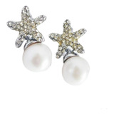 Aretes Estrella De Mar Sobre Perla Oro Lam18k