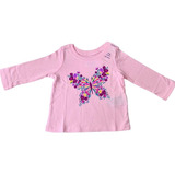 Camiseta Manga Longa Infantil Gap Rosa C/estampas De Flores