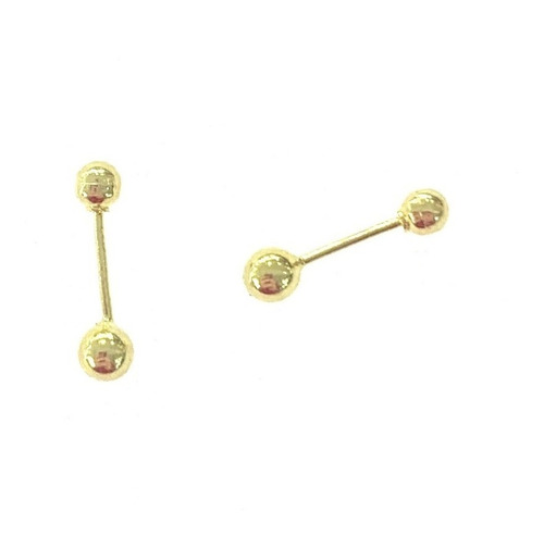 Arete Broquel Bola Dormilona 3mm Oro Amarillo 10k Niña Mujer