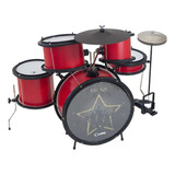 Bateria Infantil Luen Star Kids Vermelha Completa