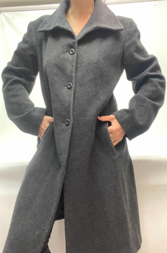 Tapado Mujer Zara Paño Gris Oscuro Talle 42/ M Amplio Perfec