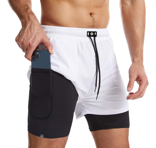 Pantaloneta Con Boxer,  Gym, Correr, 4 Bolsillos - Slim Fit